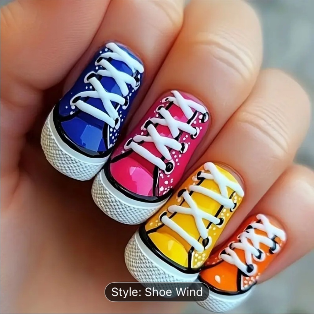 Colorful Sneaker Nail Art